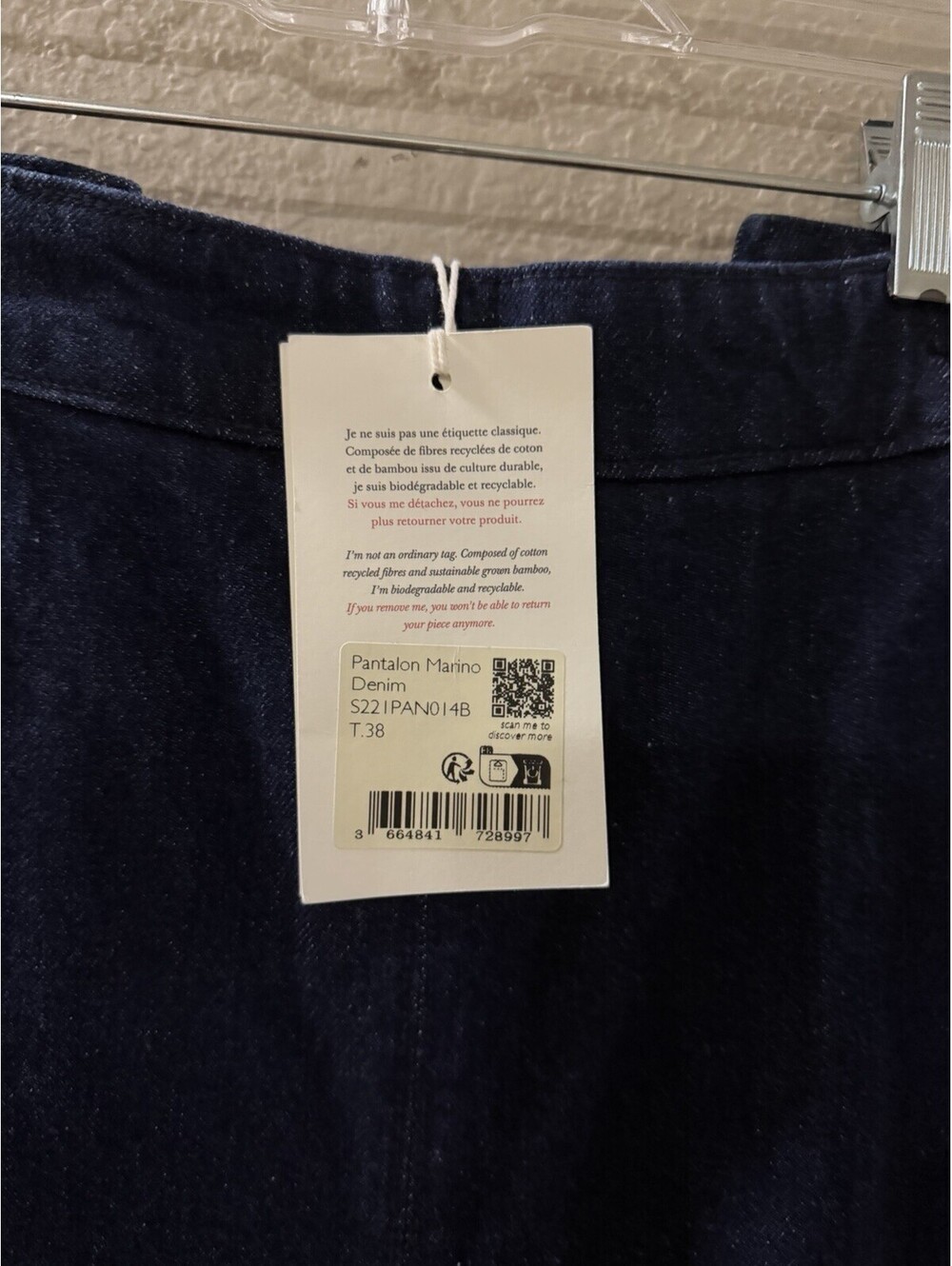 Sezane Womens Denim Marino Pants - Picture 2 of 4